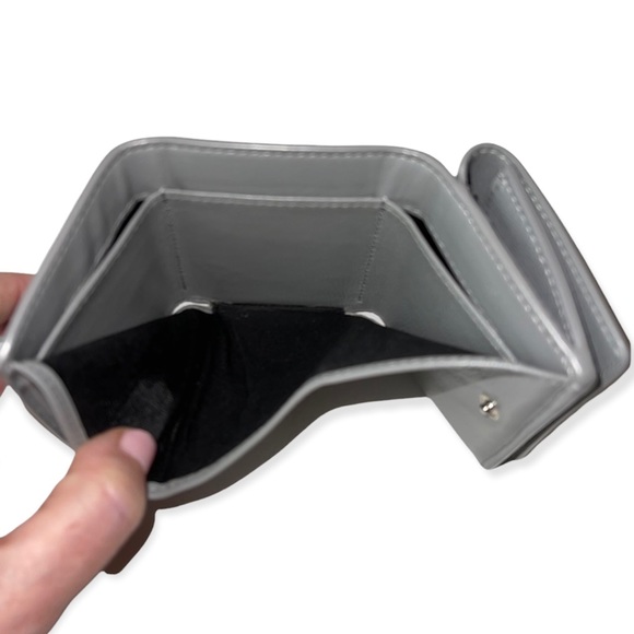 BALENCIAGA Mini Wallet Grey Saffiano Leather Trifold Wallet Dust Bag Box EUC - Picture 5 of 13